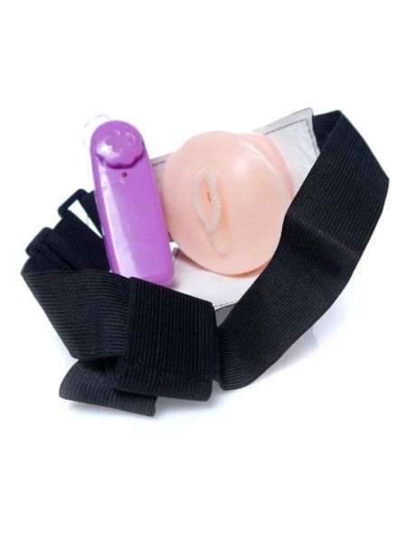 Sztuczny penis na szelkach strap-on wibrujący 16cm - 6